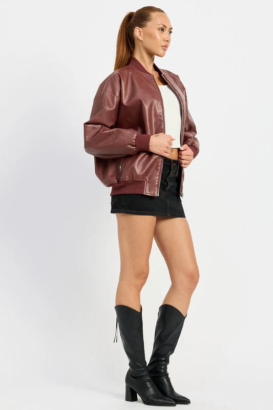 Mia | VINTAGE LEATHER BOMBER JACKET - Image 6
