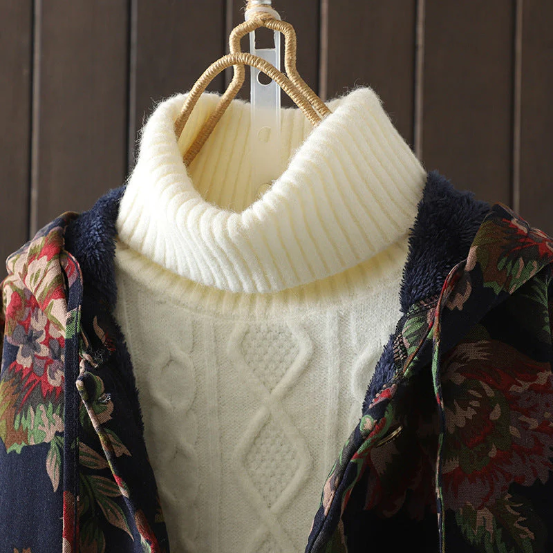 Micaela | Vintage style long coat with floral print - Image 8