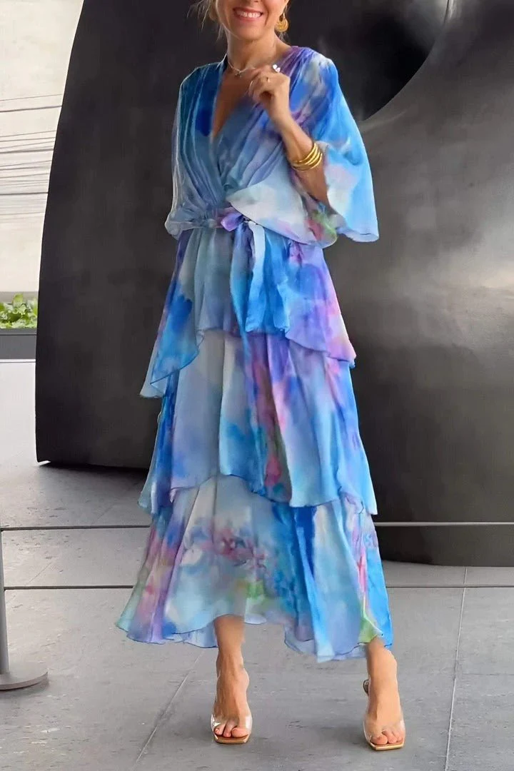 Mikayla® | Long Summer Dress Multicolored Chiffon - Image 2