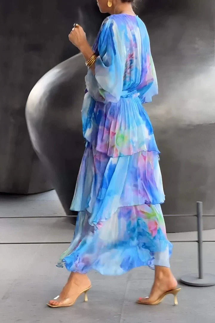 Mikayla® | Long Summer Dress Multicolored Chiffon - Image 3