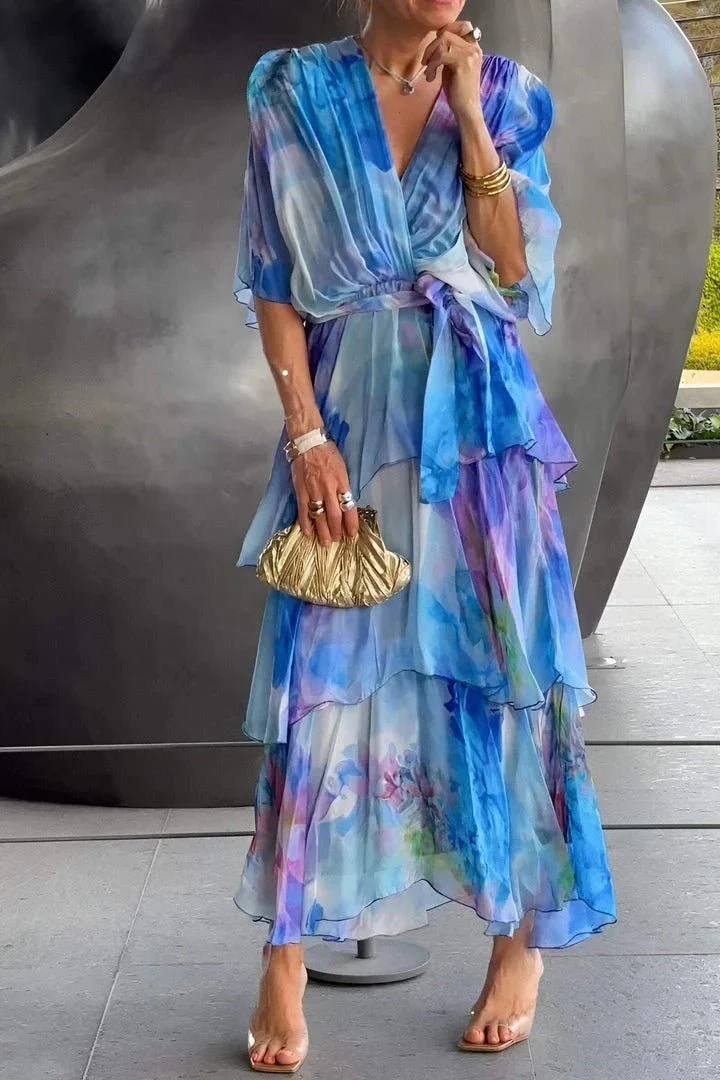 Mikayla® | Long Summer Dress Multicolored Chiffon - Image 4