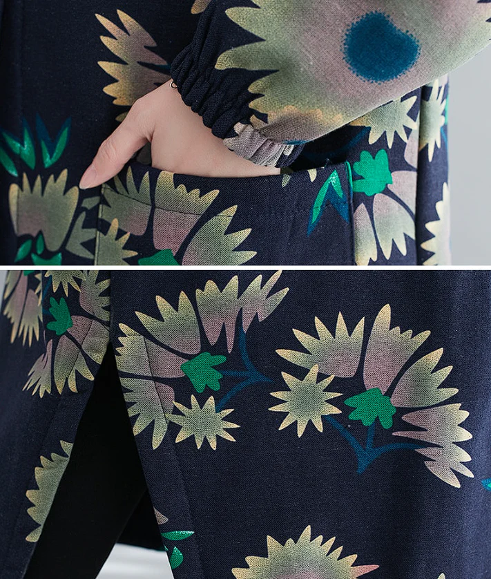 Mila | Long vintage-style cotton winter coat with hood - Image 10