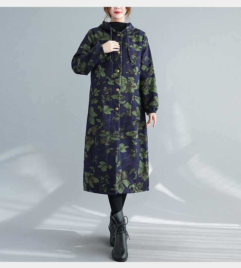Mila | Long vintage-style cotton winter coat with hood - Image 8