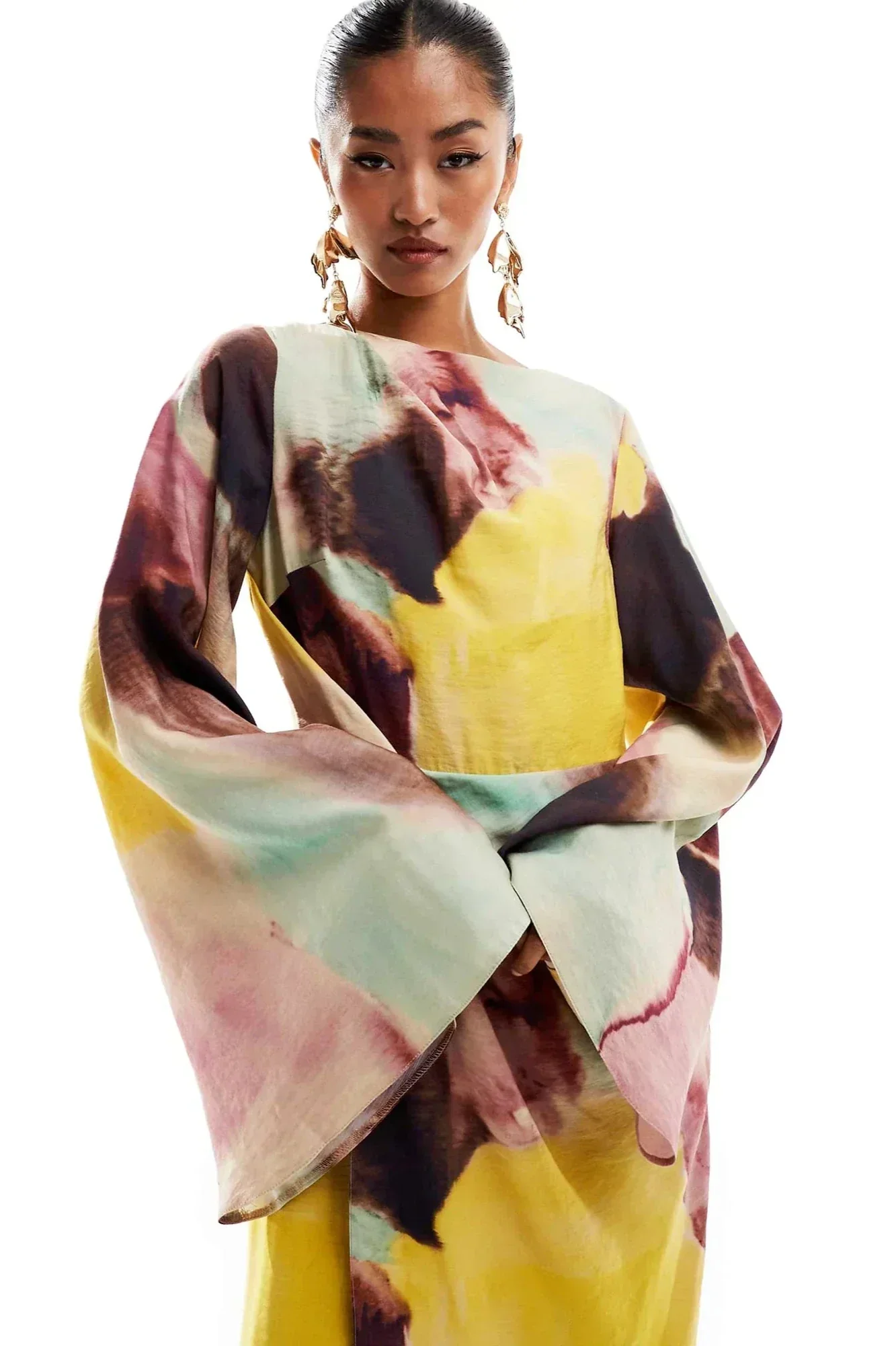 Mila® | Ultra-Long Dress With Abstract Watercolor Print - Image 2