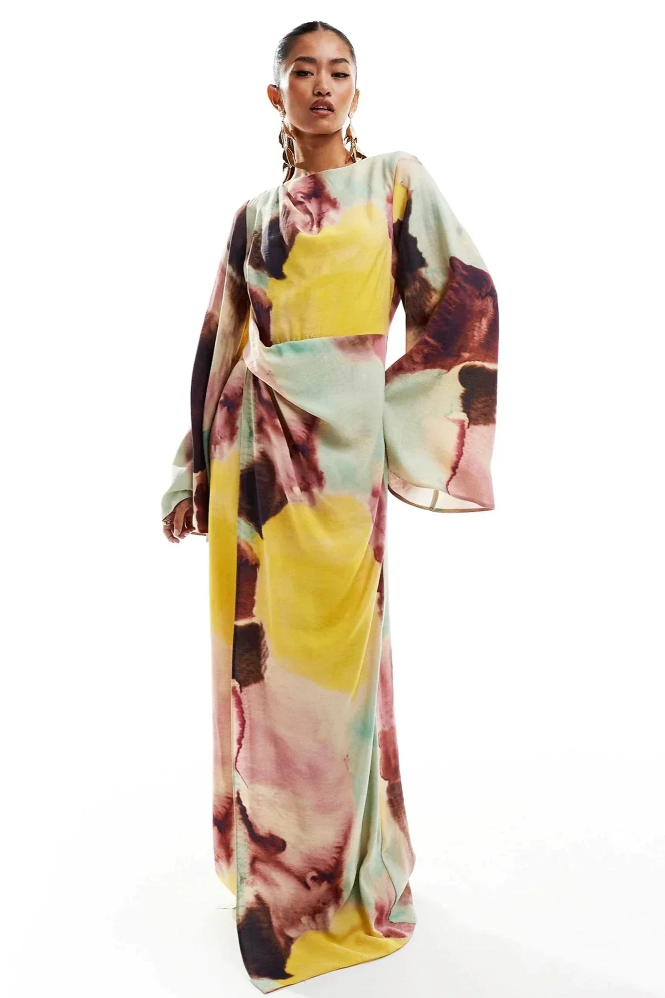 Mila® | Ultra-Long Dress With Abstract Watercolor Print - Image 4