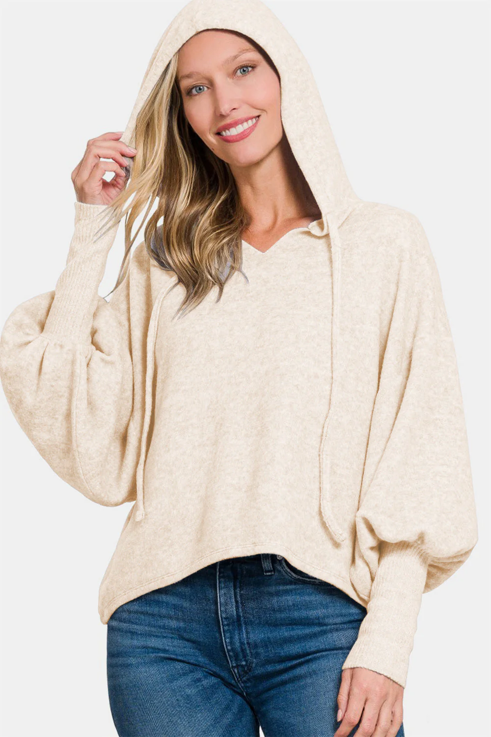 Milagros | Brushed Hacci hoodie with dropped shoulders - Image 2