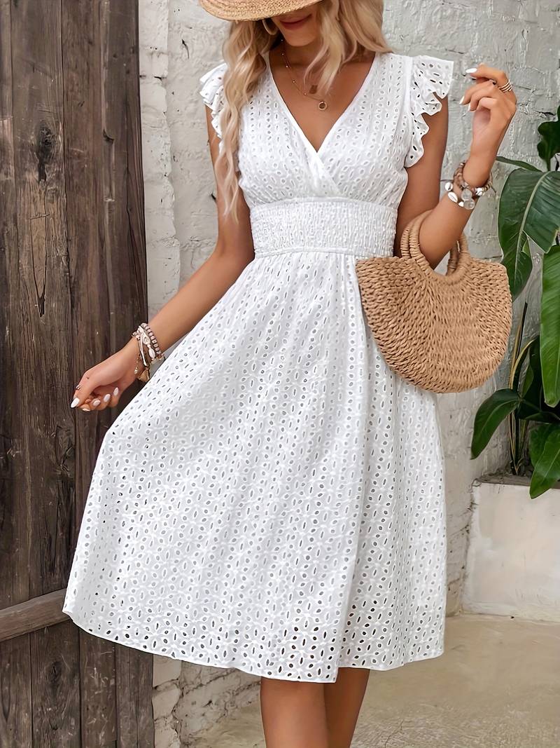 Mileva® | Eyelet Embroidered Casual Dress - Image 3