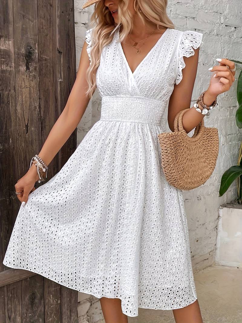 Mileva® | Eyelet Embroidered Casual Dress - Image 4