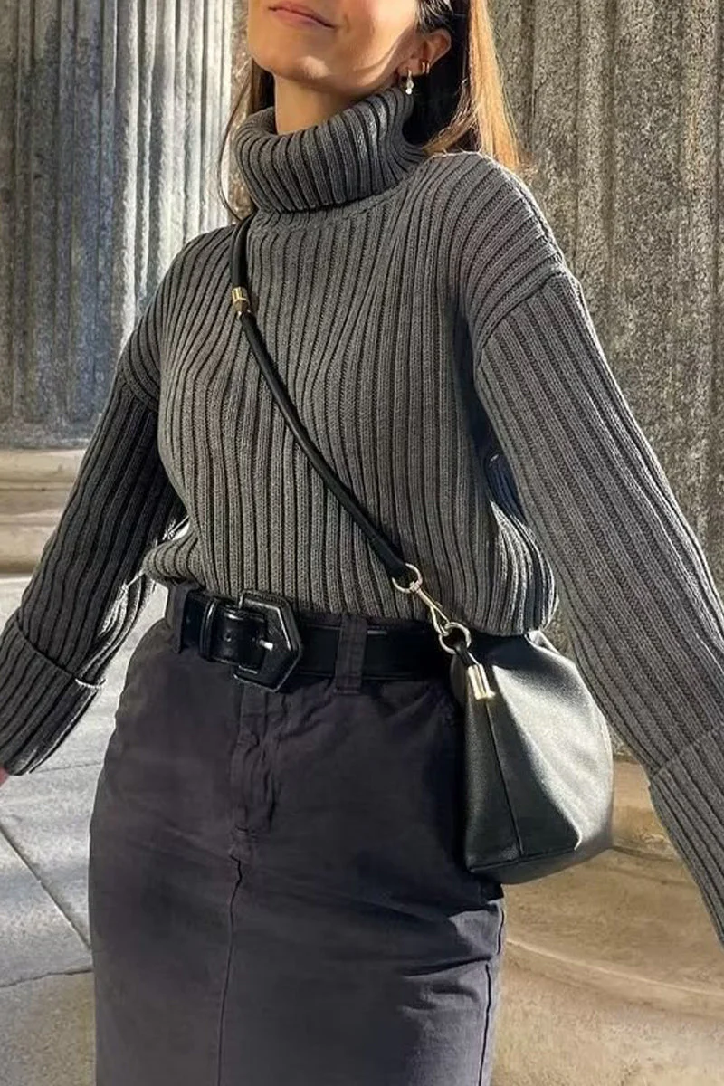 Miranda | Daily simple plain turtleneck tops - Image 2