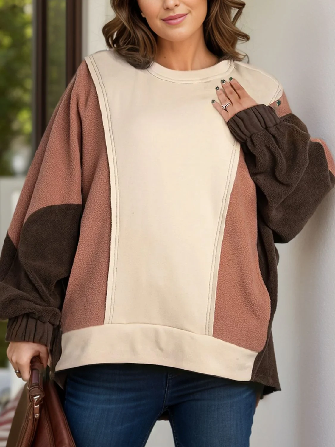 Miranda | Oversized long sleeve color block hoodie