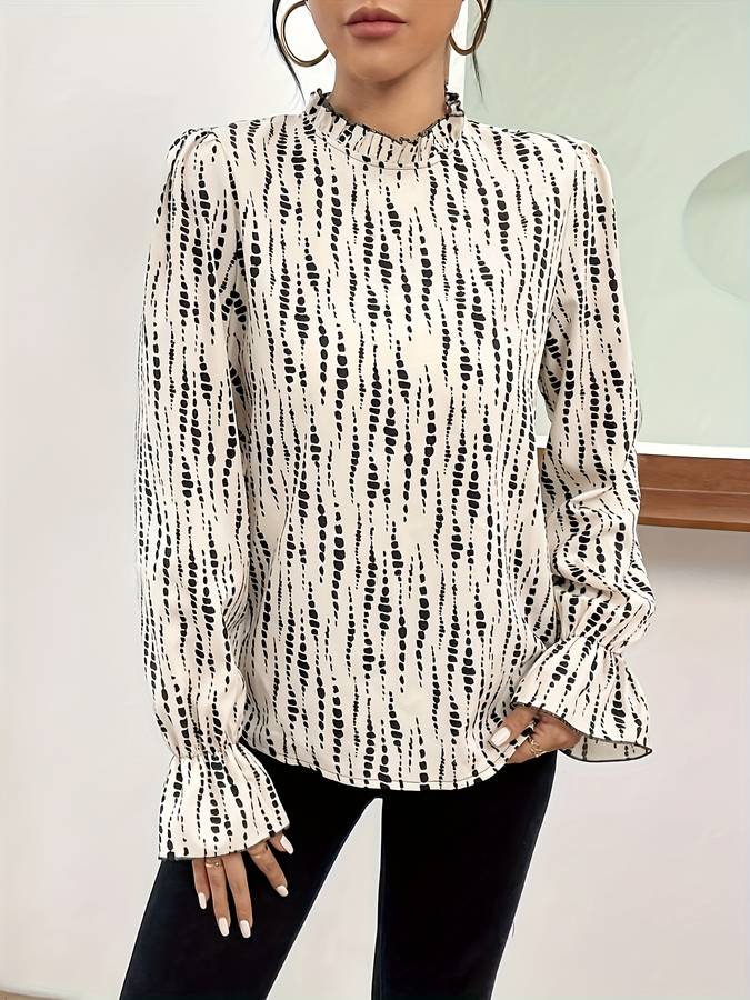 Mireia® | Print Casual Blouse With Lantern Sleeves - Image 2
