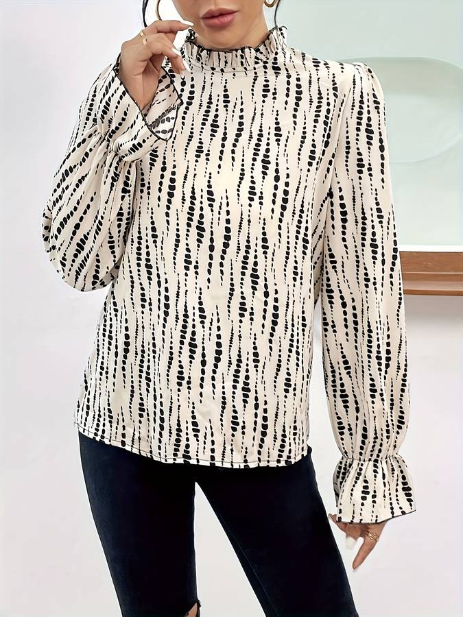 Mireia® | Print Casual Blouse With Lantern Sleeves - Image 3