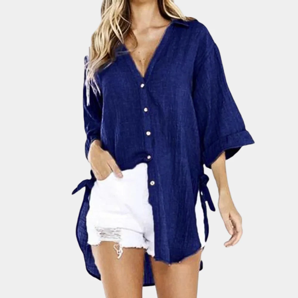 Miriam® | Blouse bleu clair femme tissu doux coupe comfortable été - Image 5