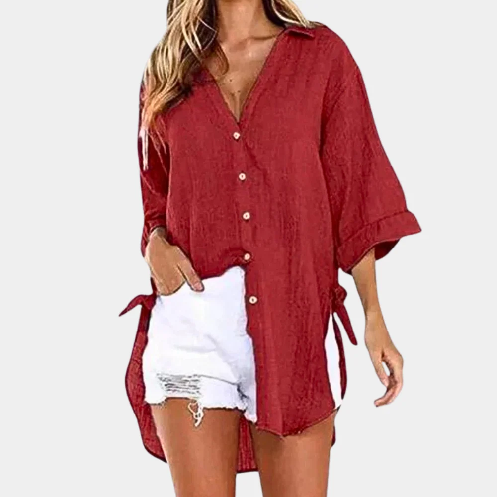Miriam® | Blouse bleu clair femme tissu doux coupe comfortable été - Image 7