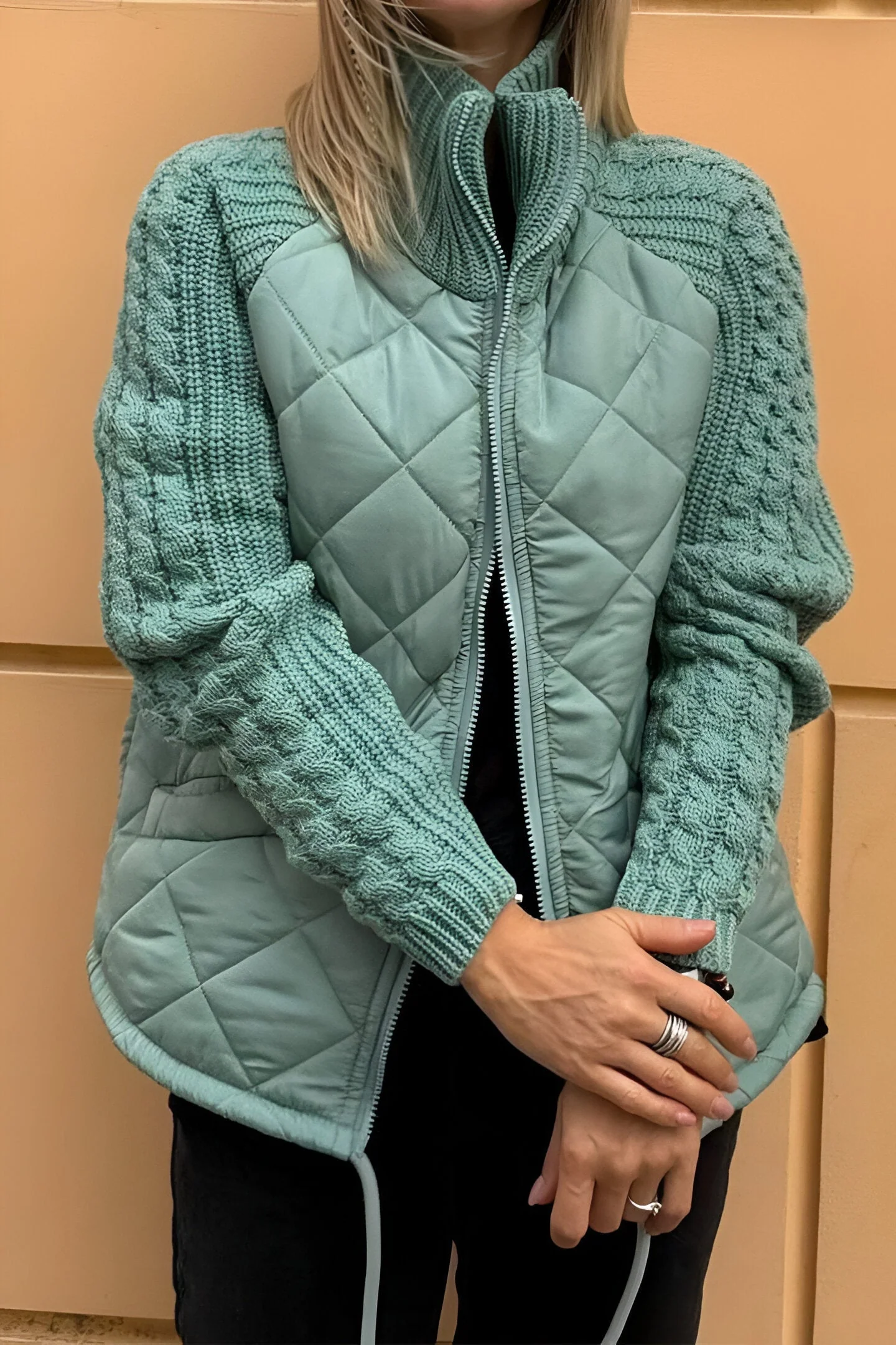 Miriam | Knitted patchwork zip jacket - Image 6