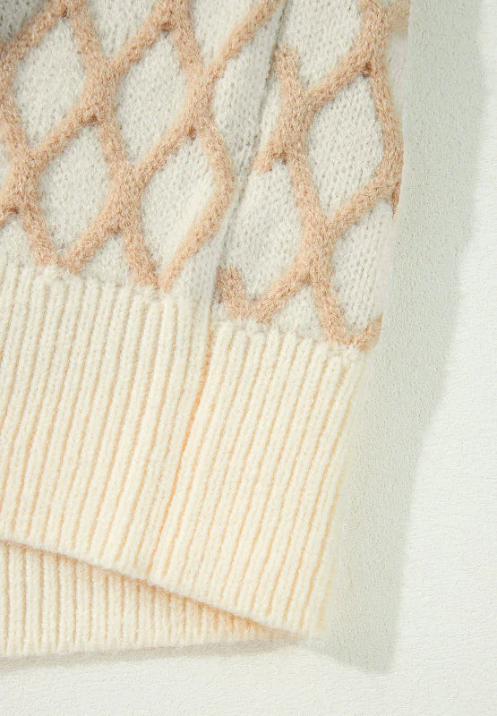 Miriam | Long-sleeved sweater with a stand-up collar and a diamond pattern - Image 10