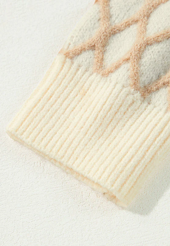 Miriam | Long-sleeved sweater with a stand-up collar and a diamond pattern - Image 11