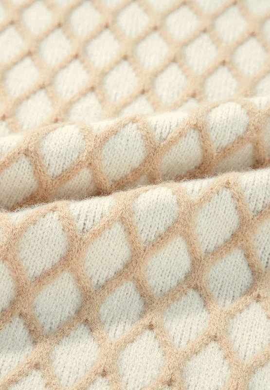 Miriam | Long-sleeved sweater with a stand-up collar and a diamond pattern - Image 12