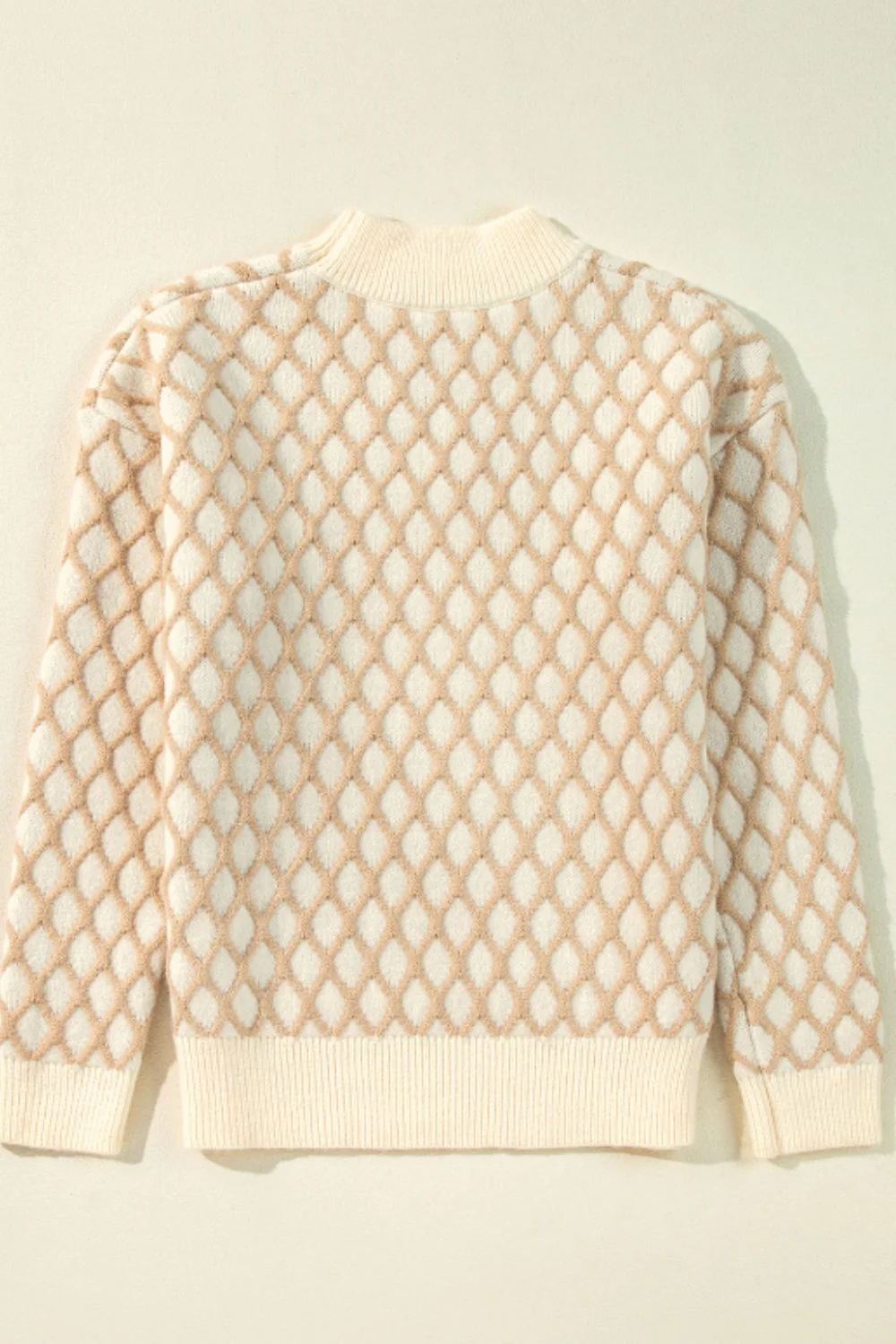 Miriam | Long-sleeved sweater with a stand-up collar and a diamond pattern - Image 6