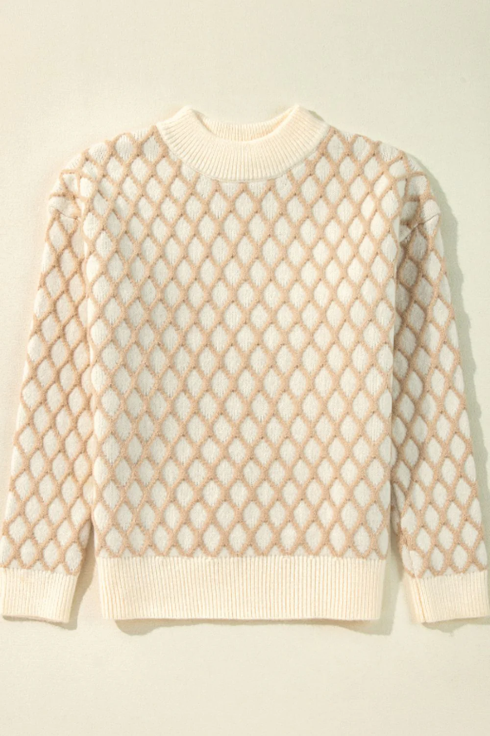 Miriam | Long-sleeved sweater with a stand-up collar and a diamond pattern - Image 7