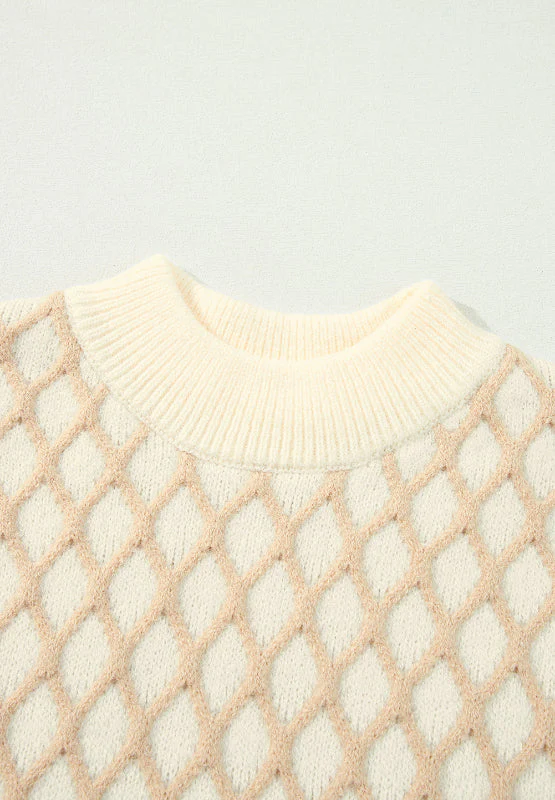 Miriam | Long-sleeved sweater with a stand-up collar and a diamond pattern - Image 9