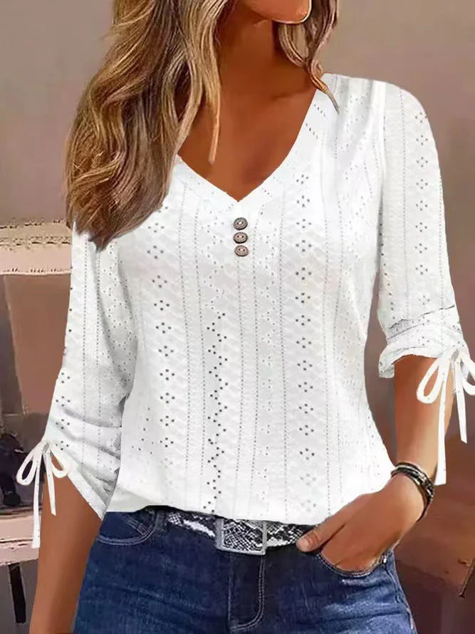 Miriam® | Women'S Blouse Shirt With Timeless Perforated Look And Ruffled Sleeves - Image 3