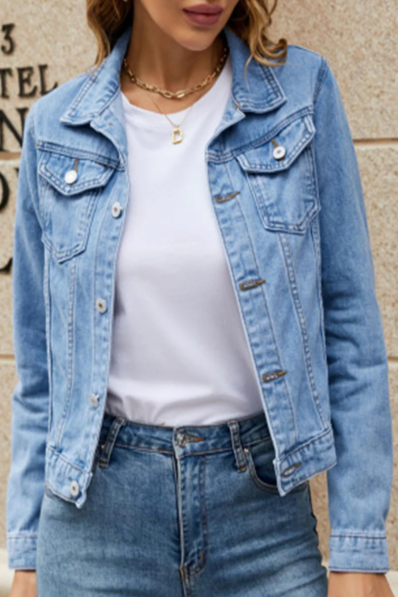 Monica | Casual Street Solid Patchwork Turn-Down Collar Outerwear - Image 3