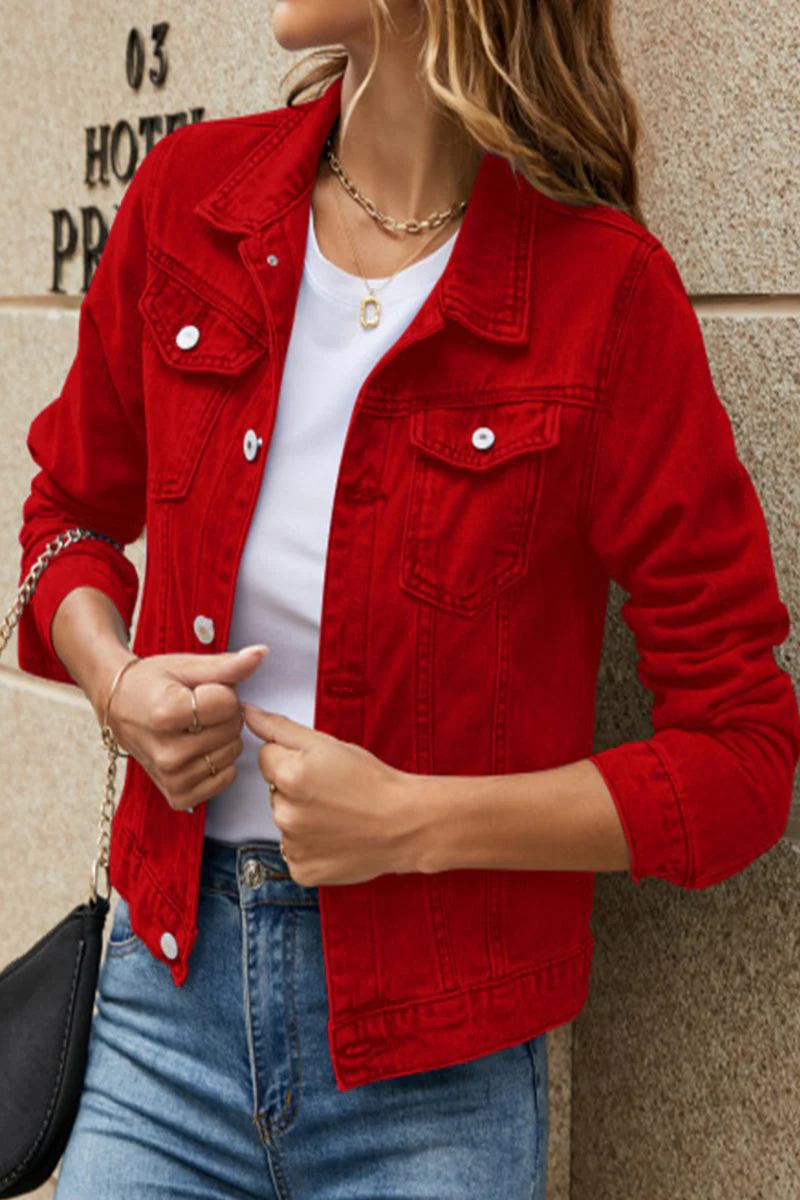 Monica | Casual Street Solid Patchwork Turn-Down Collar Outerwear - Image 4