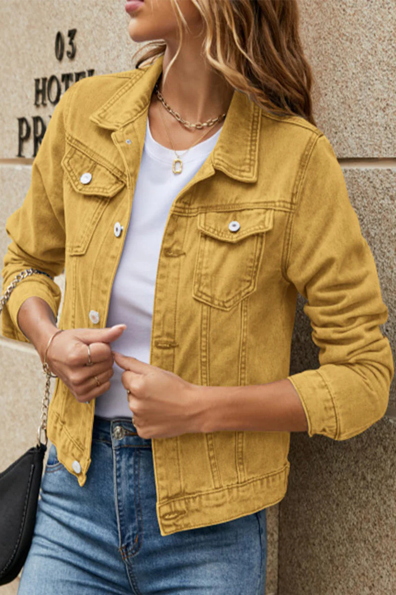Monica | Casual Street Solid Patchwork Turn-Down Collar Outerwear - Image 6
