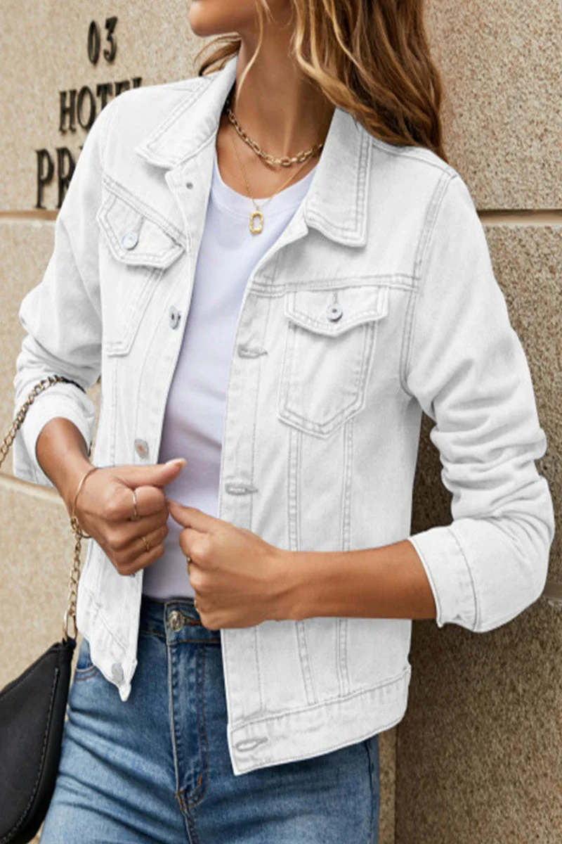 Monica | Casual Street Solid Patchwork Turn-Down Collar Outerwear - Image 7