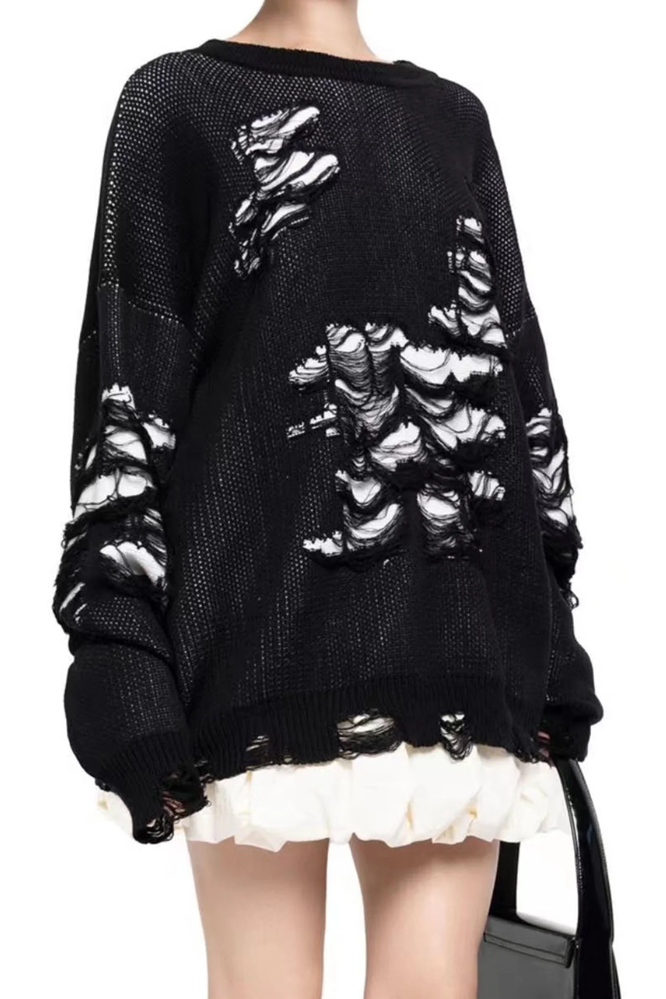 Monique | Contrast sweater with a distressed look - Image 5