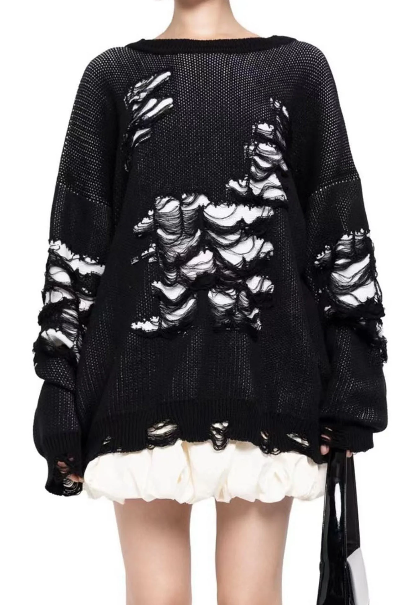 Monique | Contrast sweater with a distressed look - Image 6