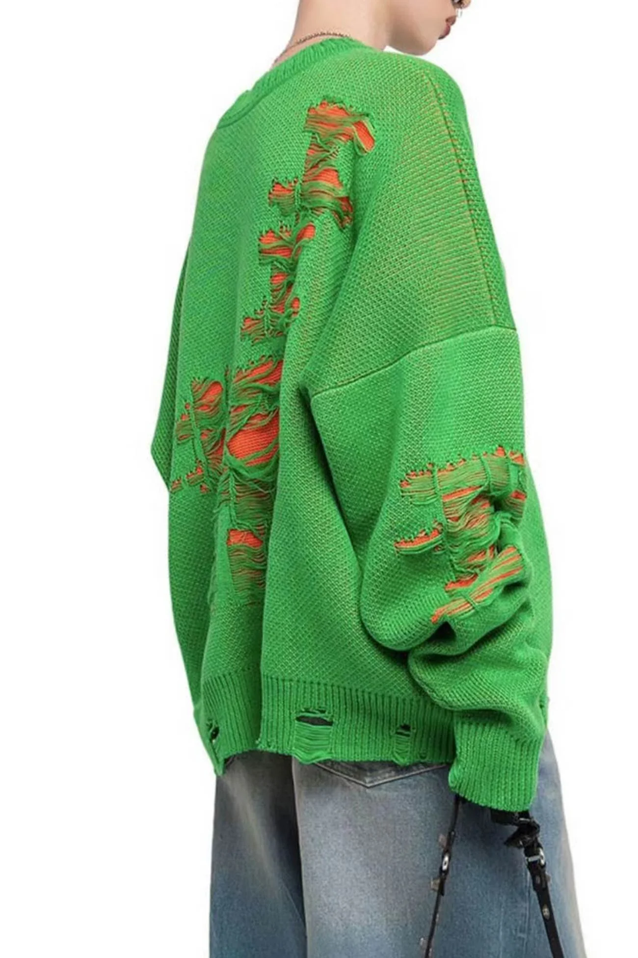 Monique | Contrast sweater with a distressed look - Image 9