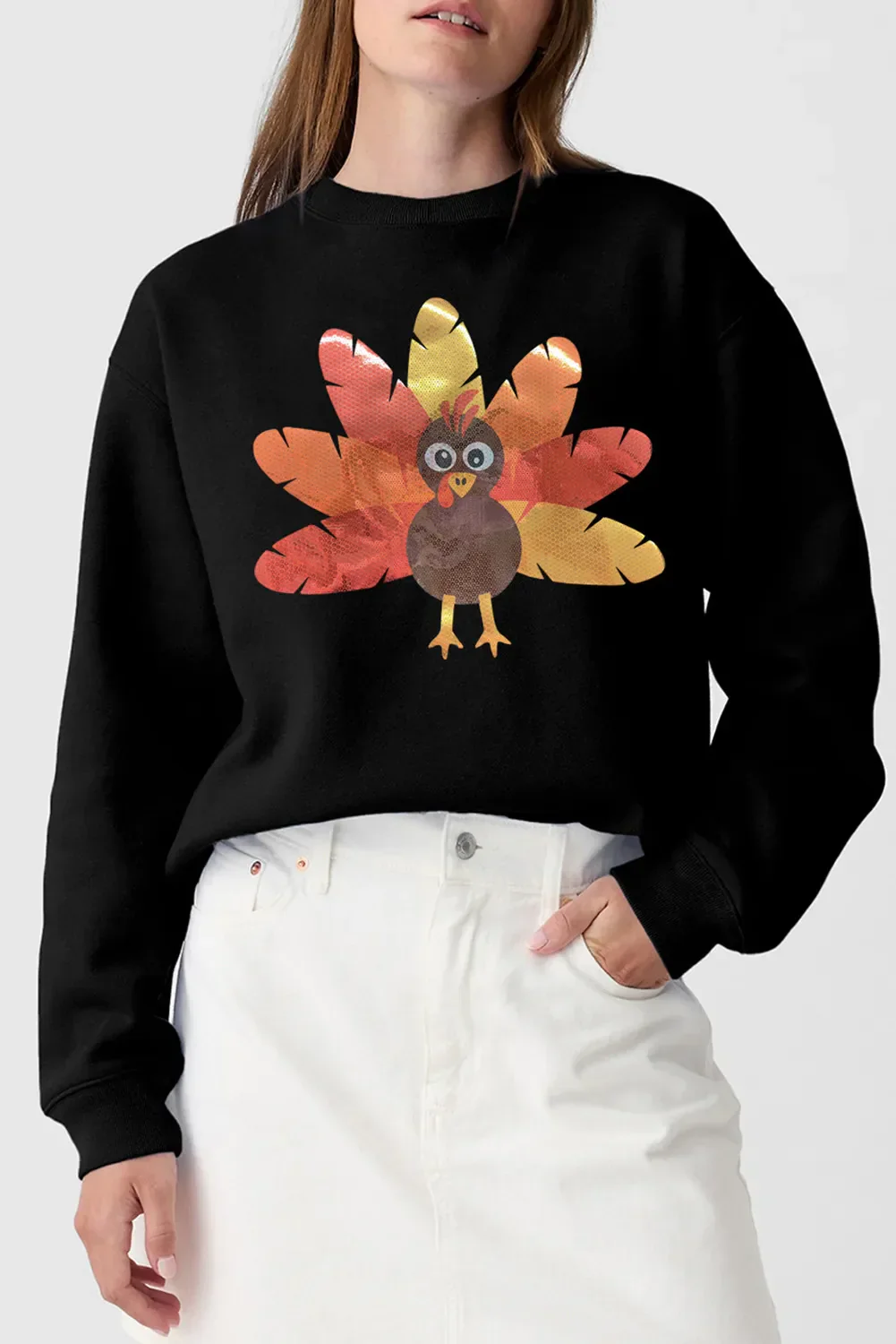 Monique | Graphic crew neck long sleeve sweatshirt