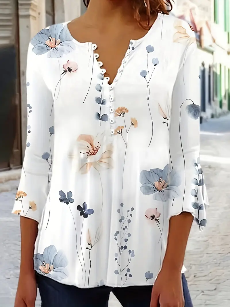 Morgan® | Floral Print Top With Buttons And Flared Sleeves - Image 25