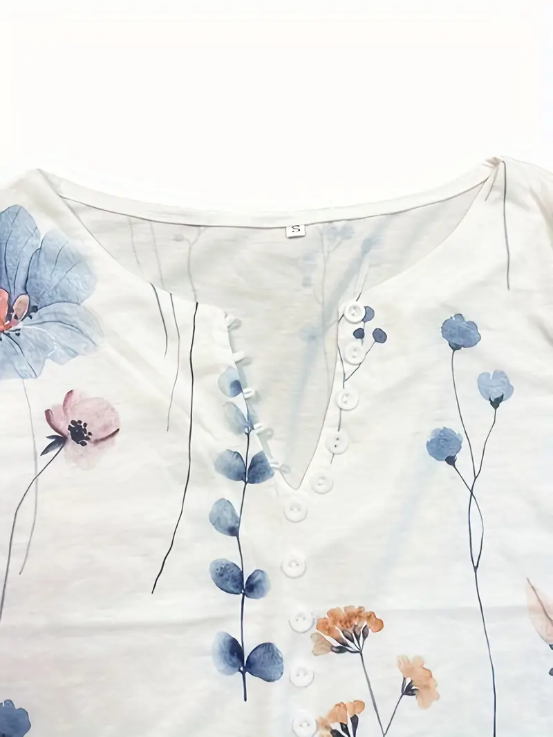 Morgan® | Floral Print Top With Buttons And Flared Sleeves - Image 3