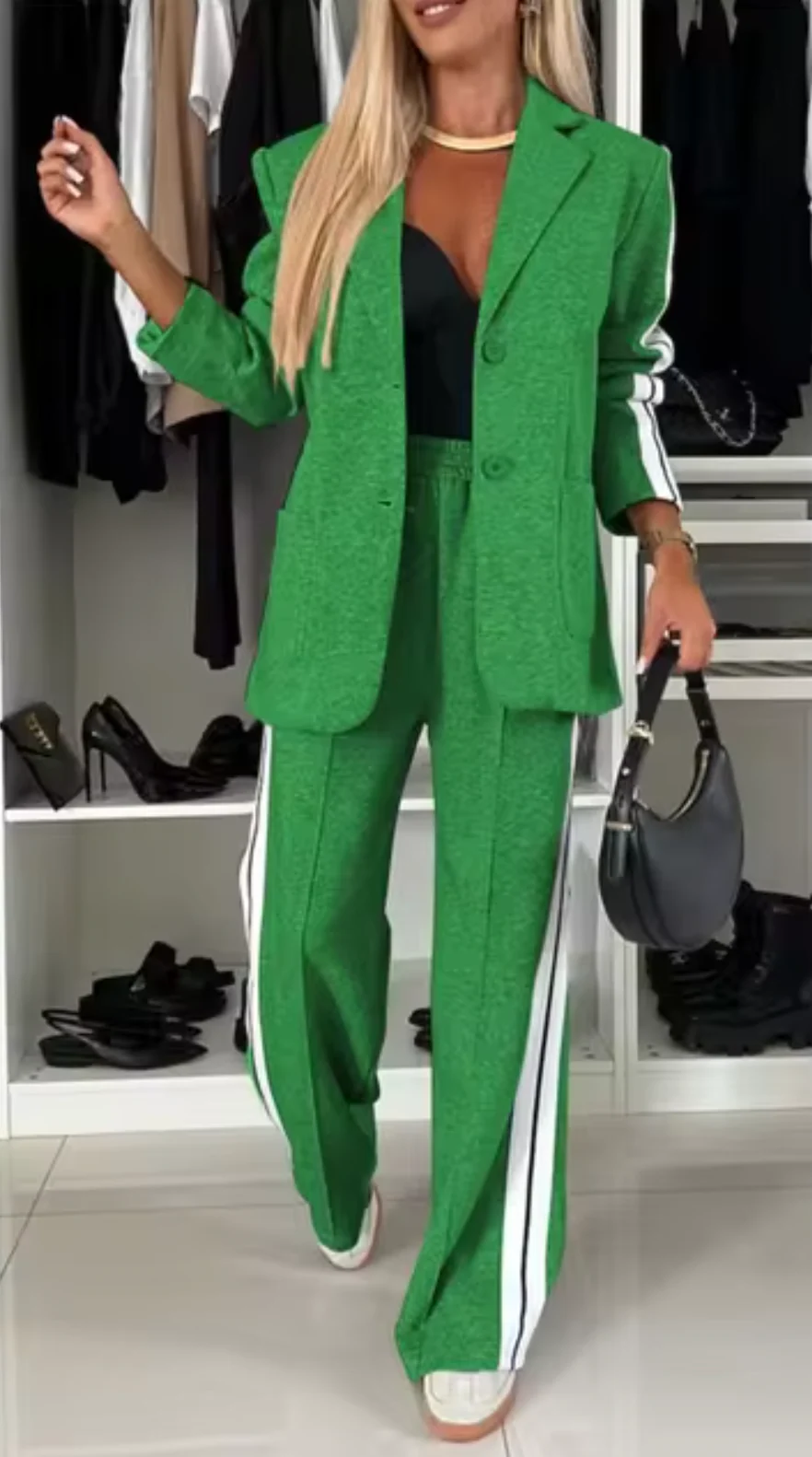 Nadia | Elegant cotton blazer and trousers set - Image 4