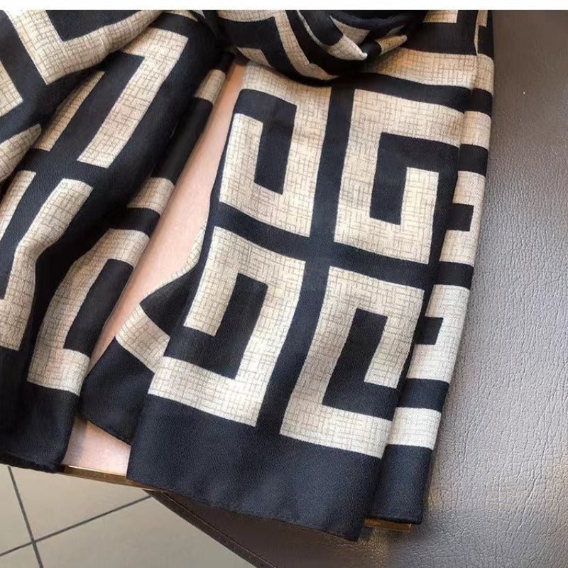 Nadia® | Elegant geometric print scarf, large soft, cozy and breathable scarf for autumn/winter, warm decoration, inelastic women's scarf - Image 5