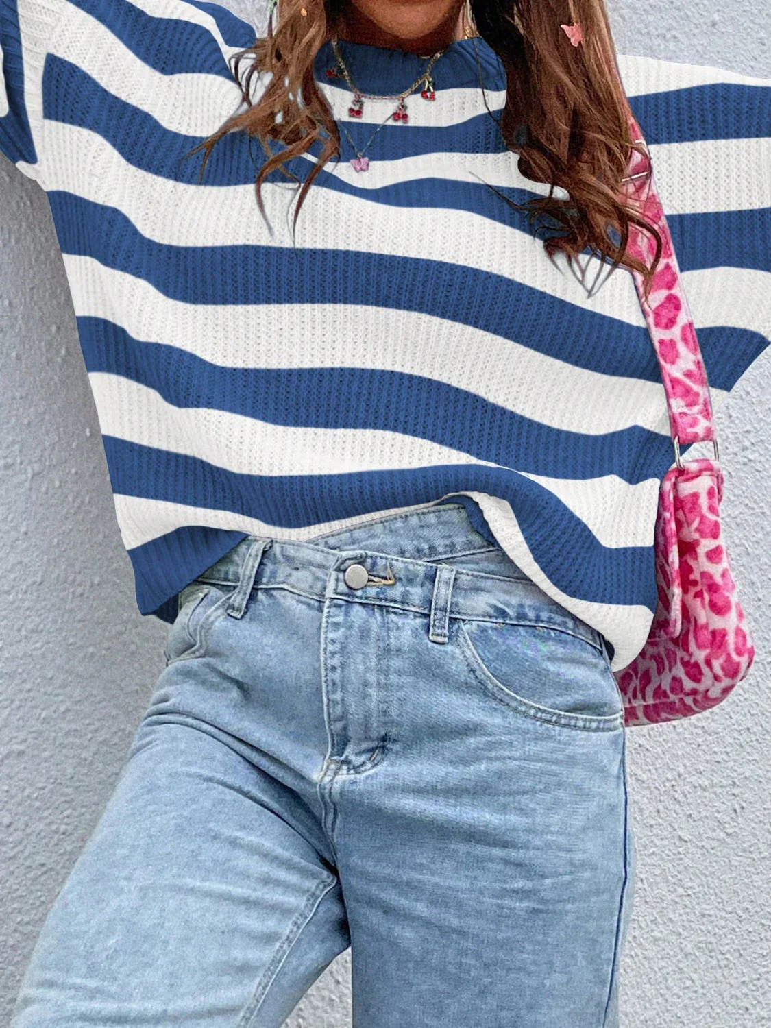 Nadia | Honey colored striped long sleeve crew neck jumper - Image 24