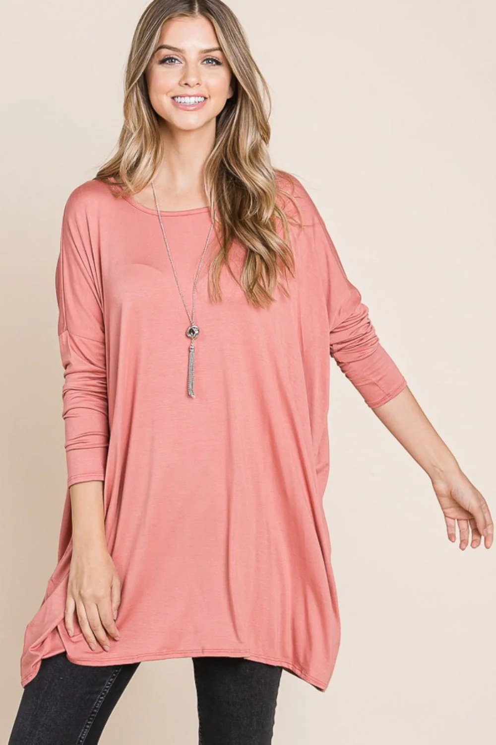 Nadia | Long sleeve, oversized crew neck top - Image 3