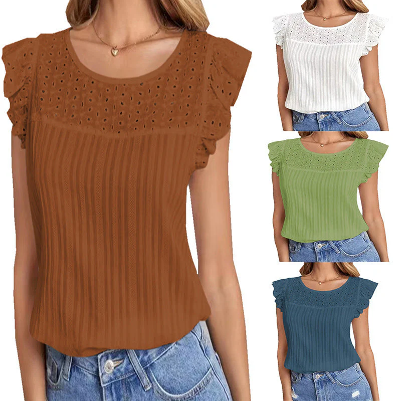 Nadia® | Women'S Blouse Top With Ruffle Details And Textured Surface - Image 2