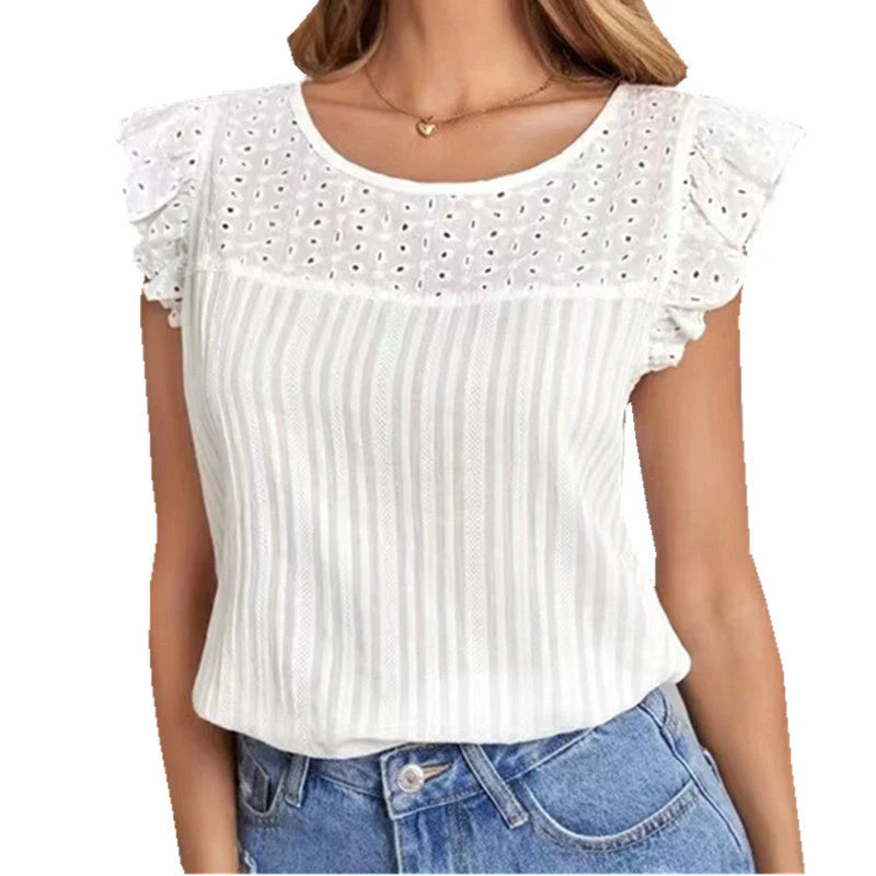 Nadia® | Women'S Blouse Top With Ruffle Details And Textured Surface - Image 7