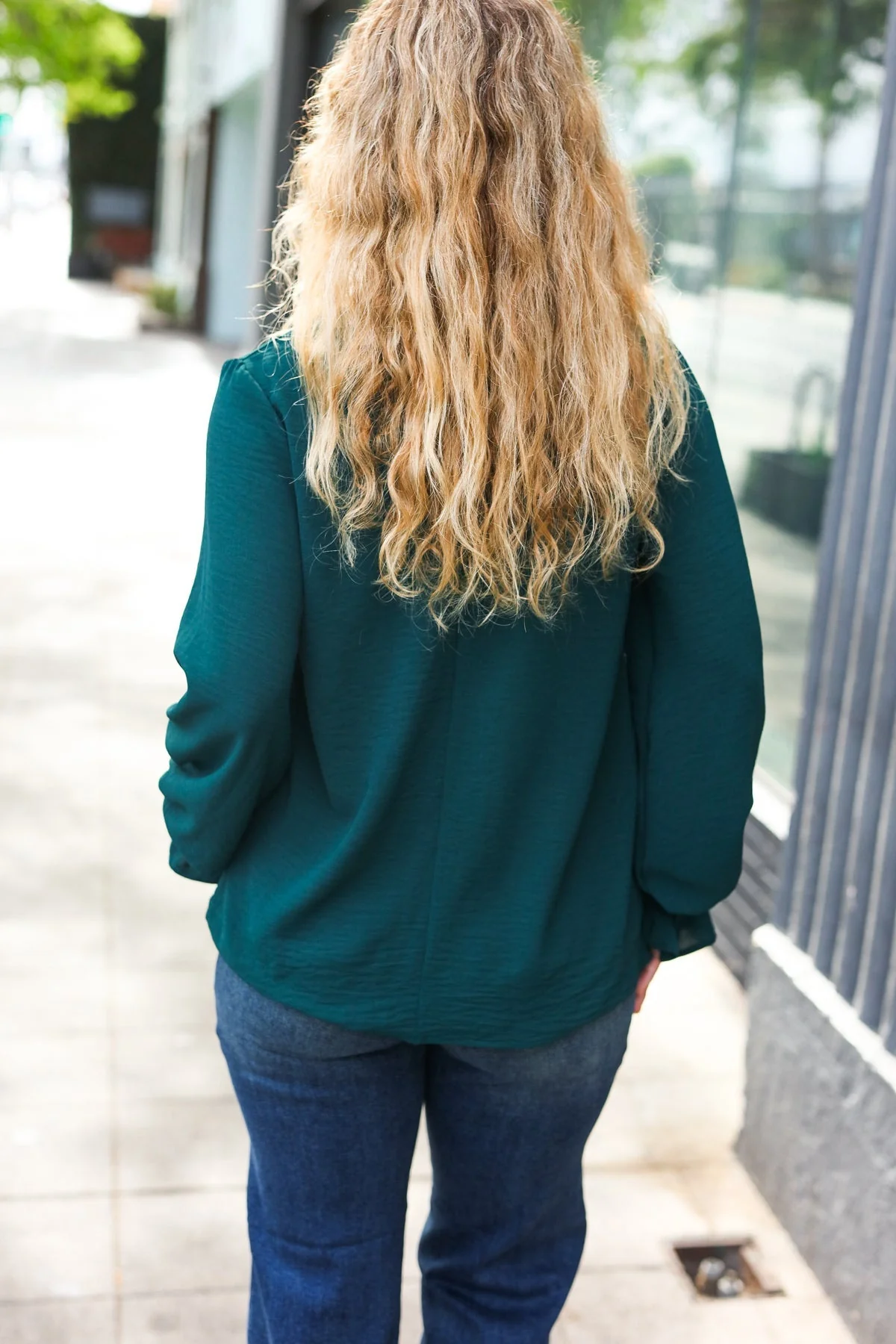 Nadine | Hello beautiful hunter green smocked woven top with bubble sleeves - Image 17