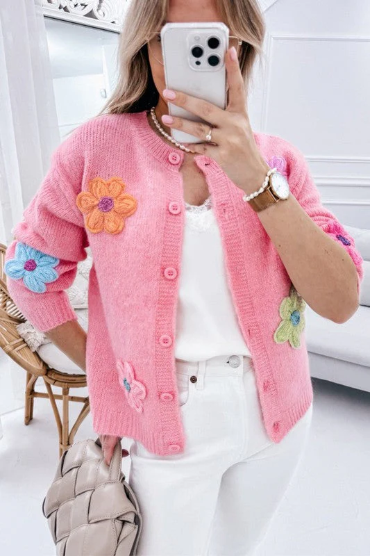 Nadine | Knitted cardigan with floral pattern and buttons - Image 18