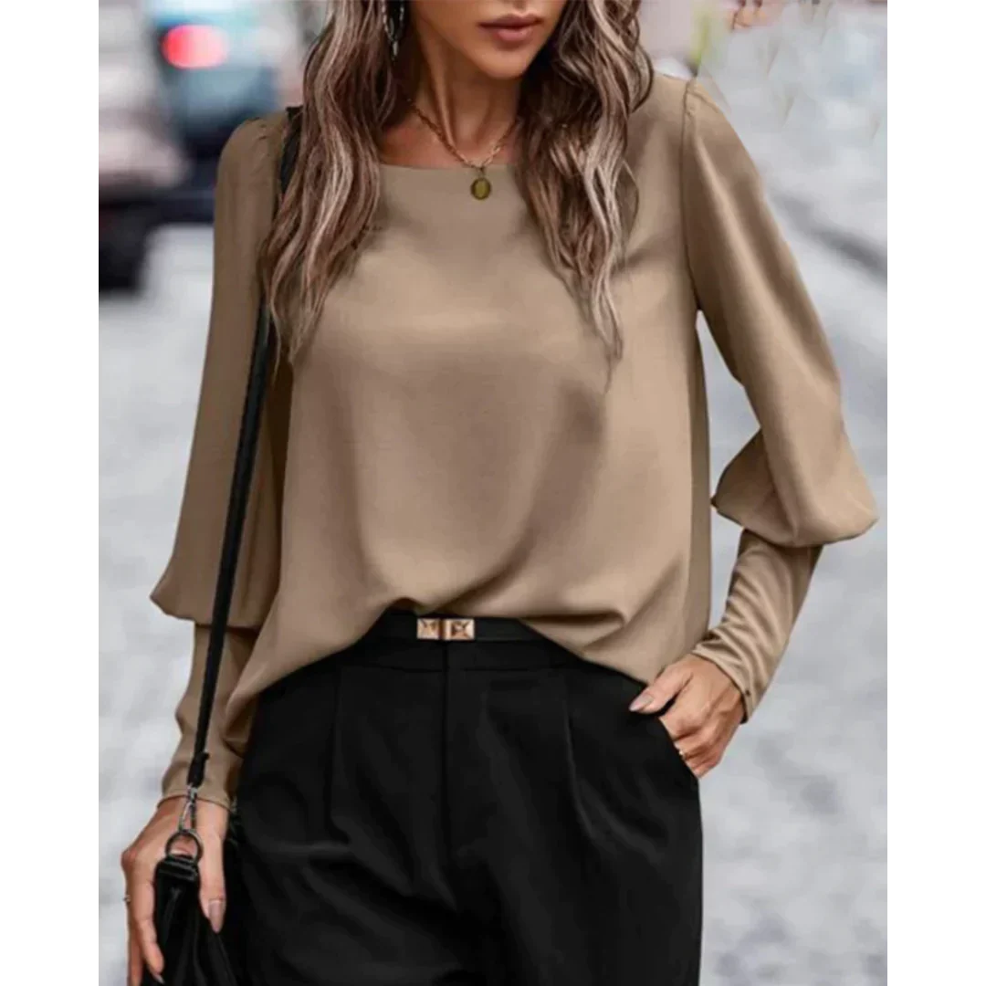 Nahir® | Casual Button Blouse With Long Lantern Sleeves