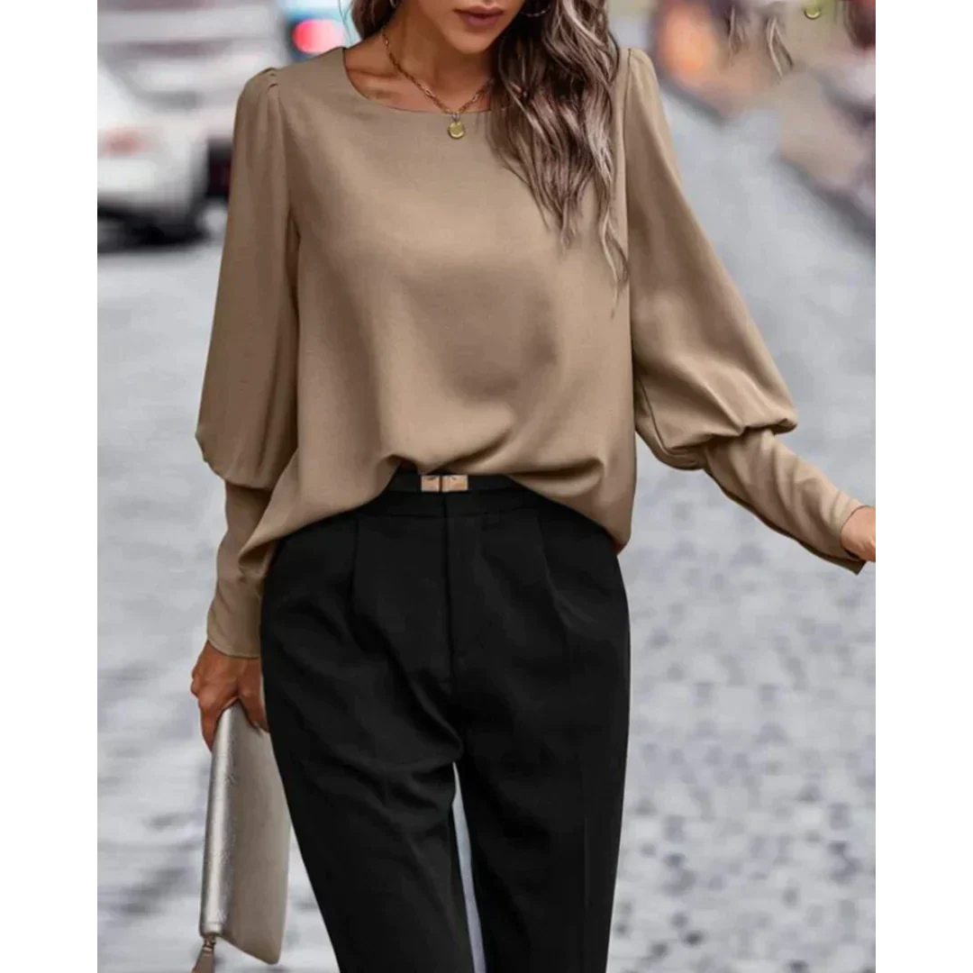 Nahir® | Casual Button Blouse With Long Lantern Sleeves - Image 4