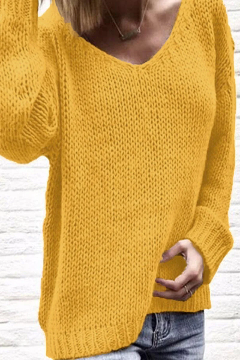 Nahir | Casual solid color V-neck sweaters