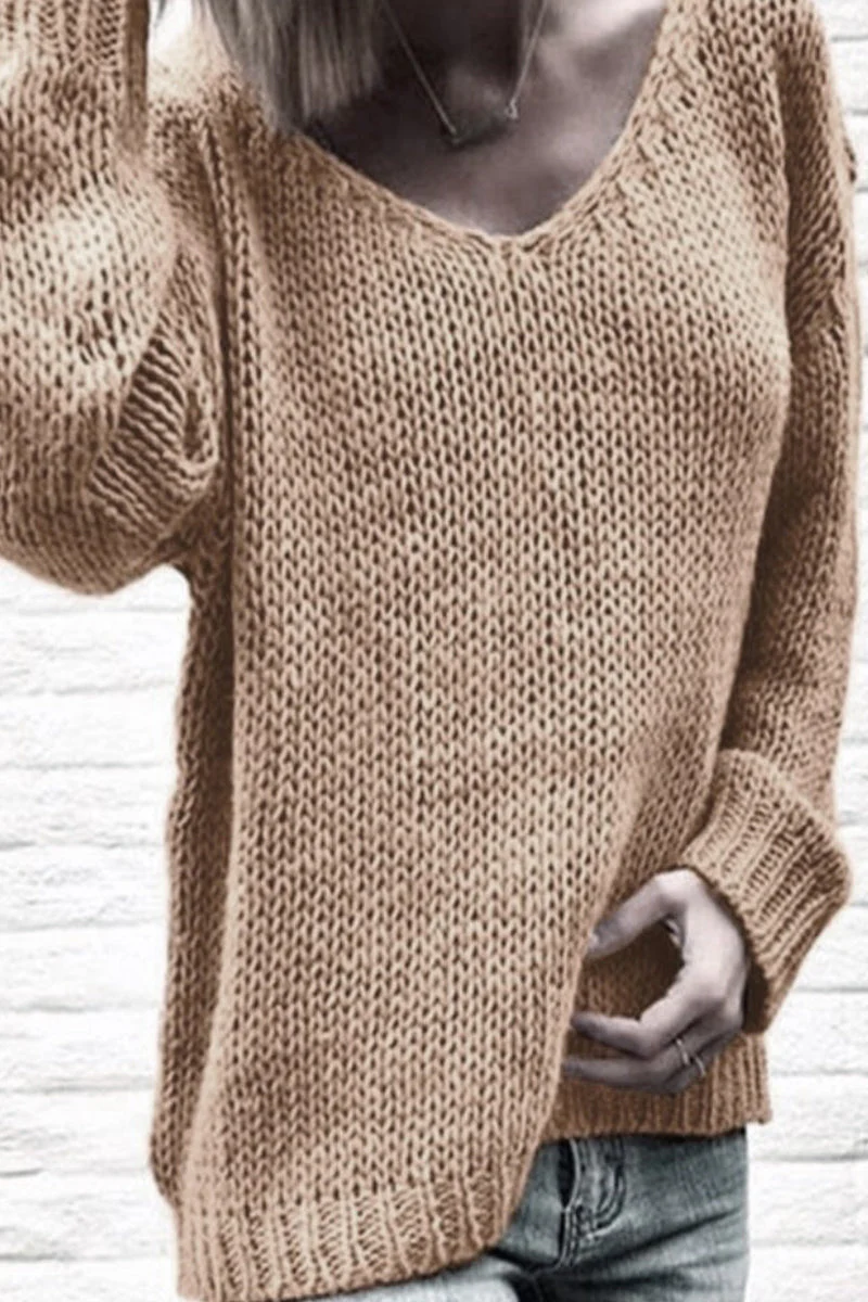 Nahir | Casual solid color V-neck sweaters - Image 5