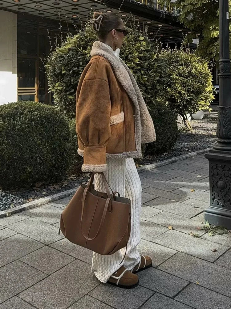 Nahir | Women's winter coat made of imitation lambskin - Image 2