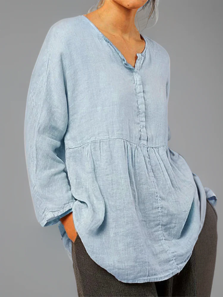Naia® | Comfortable Tunic With Button Placket In A-Line - Image 3